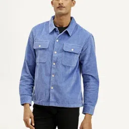 Levi's Blue Cotton Relaxed Fit Striped Jacket-picture-28
