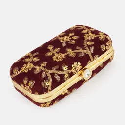 Gaurapakhi Maroon Embroidered Clutch image 5