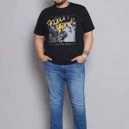 John Pride Blue Regular Fit Lightly Washed Plus Size Jeans image 5