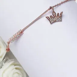 GIVA Anushka Sharma 92.5 Sterling Silver Crown Rose Gold Bracelet for Women-image-30