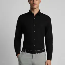 Peter England Black Cotton Slim Fit Shirt-image-17
