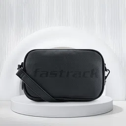 Fastrack Textured Brand Logo Printed Structured Concealed Zipper Sling Bag-image-61