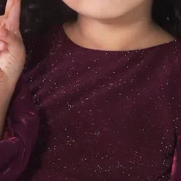 Peppermint Girls Maroon Cotton Regular Fit Textured Dress image 5