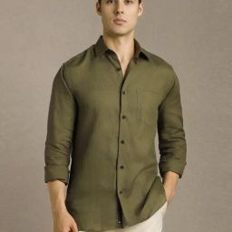 Louis Philippe Green Linen Regular Fit Shirt-picture-35