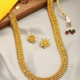 Peora Gold-Plated Maharani Haar Necklace with Earrings Festive Bridal Wear Jewellery Set-picture-44