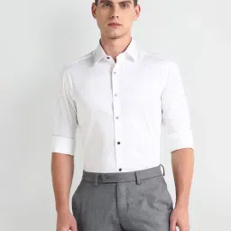 Arrow White Cotton Slim Fit Striped Shirt-picture-28