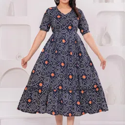CORSICA Printed Puff Sleeve Maternity Midi Dress-picture-51