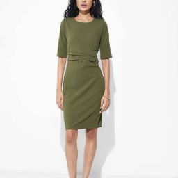 Annabelle By Pantaloons Olive Drab Regular Fit Dress-picture-21