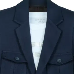 Charchit Boys Navy Cotton Comfort Fit Blazer with T-Shirt image 4