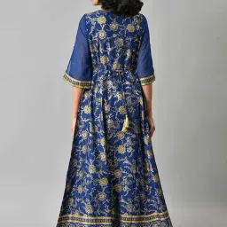 Aurelia Blue Cotton Printed A Line Kurta image 2