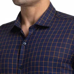 Park Avenue Blue Slim Fit Checks Shirt image 5