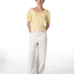 Only Yellow Cotton Solid Top image 5