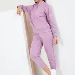 Sweet Dreams Purple Rich Polyester Regular Fit Solid Long Sleeves Tracksuit image 4