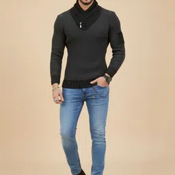 Mast & Harbour Men Ribbed Pullover with Zip Detail Detail-picture-39