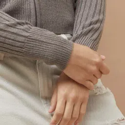 Ginger By Lifestyle Light Brown Regular Fit Self Pattern Sweater image 5