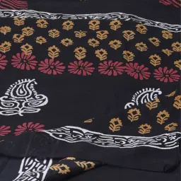 Unnati Silks Black Cotton Printed Saree With Unstitched Blouse image 5