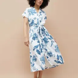 Colour Me By Melange Off White Regular Fit Floral Print Dress-image-37