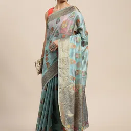 KIMISHA Floral Zari Organza Banarasi Saree-picture-38
