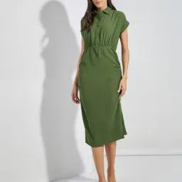 Styli Olive Regular Fit Midi Dress-image-71