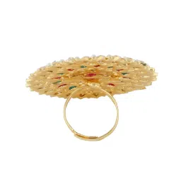 NVR Traditional Ethnic Kundan Meenakari Gold Plated Ajustable Finger Ring for Women image 5