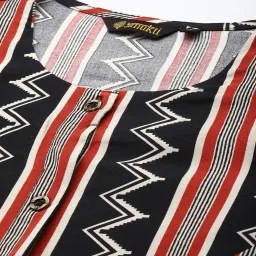 Amukti Black Rayon Printed Three-Quarter Sleeves Kurta image 5