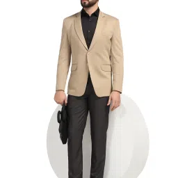 TAHVO Beige Regular Fit Notch Lapel Blazer image 5