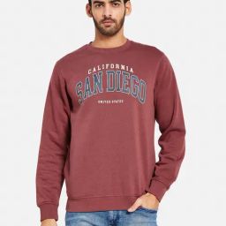 Octave Maroon Regular Fit Printed Sweatshirt-picture-17
