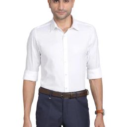Turtle White Slim Fit Self Pattern Shirts-picture-39