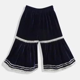 READIPRINT FASHIONS Kids Navy Embroidered Kurta with Sharara image 3