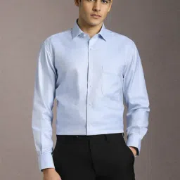 Louis Philippe Blue Cotton Regular Fit Texture Shirt-picture-22