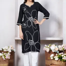 KALINI Floral Embroidered V-Neck Kurti-picture-30