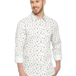 Basics White Cotton Slim Fit Printed Shirt-picture-12