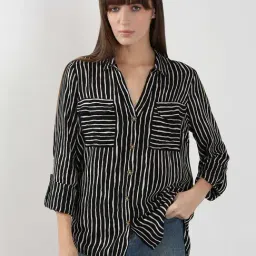 Vero Moda Black Regular Fit Striped Shirt-image-83