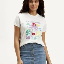 Levi's White Cotton Relaxed Fit Graphic Top image 1
