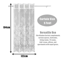 Aura White 2 Pieces Ethnic Motifs Printed Regular Cotton Window Curtains image 3