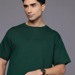 Allen Solly Drop-Shoulder Sleeves Pure Cotton Relaxed Fit T-shirt-picture-29