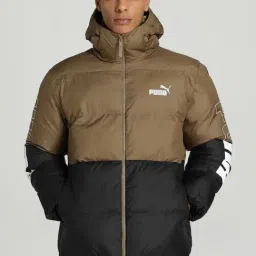 Puma Brown Regular Fit Colour Block Hooded Jacket-image-8