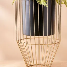 Home Centre Gloria Gold-Toned & Black Metal Wire Planter-image-1