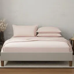 Boutique Living Emblem Pink Cotton 300 TC Flat King Bedsheet with 2 Pillow Covers-picture-21