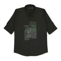 Cavio Kids Dark Green Printed Full Sleeves Shirt-image-80