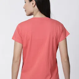 Kryptic Women Pack of 2 Red & Coral Pink Printed Lounge T-shirts image 4