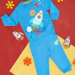 Pantaloons Baby Blue Cotton Printed Full Sleeves Sweatshirt Set-image-46
