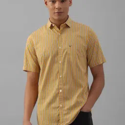 Allen Solly Yellow Cotton Slim Fit Striped Shirt-picture-39