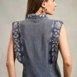 Style Island Women Embroidered Shirt Collar A-line Dress image 5