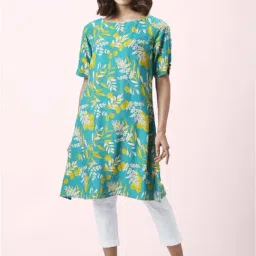 Rangmanch by Pantaloons Blue Cotton Printed Straight Kurta-picture-16