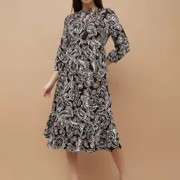 Fame Forever by Lifestyle Women Paisley Printed Tie-Up Neck Fit & Flare Midi Dress-picture-33