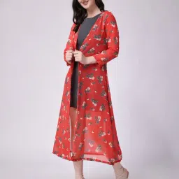 Scorpius Red Floral Print Long Shrug-picture-34
