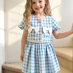 LULU & SKY Girls Checked Top with Skirt-picture-12