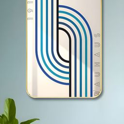 Livin'luxe Off White & Blue Printed Wooden Wall Painting-picture-0