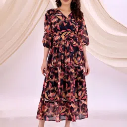 SHILL INTERNATIONAL Women Floral Print Fit & Flare Midi Dress-picture-11